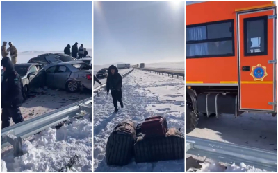 19 машин столкнулись на трассе в Карагандинской области