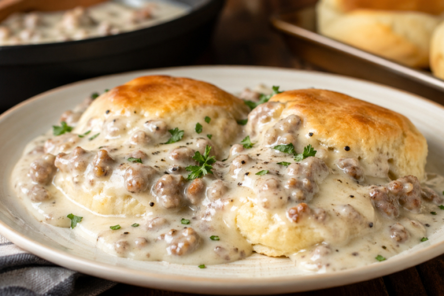 Когда обычные завтраки приелись: американские &laquo;Булочки с подливой&raquo;: Biscuits and gravy &mdash; просто, но удивляет